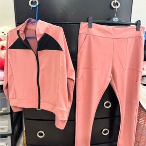 Cozy Pink Track Pants with Tapered Leg